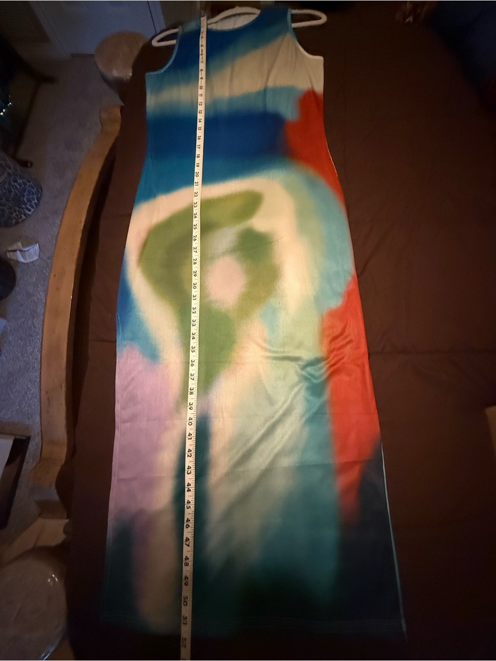 Vibrant Abstract Tie-Dye Maxi Dress - Blue, Green, Red